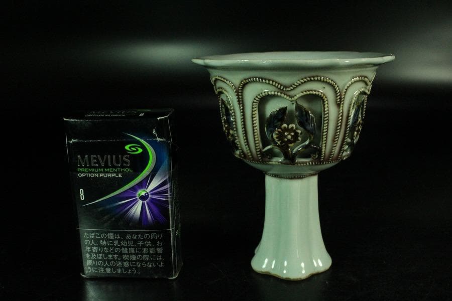 中国美術 貼枝花 高碗(K-A728)