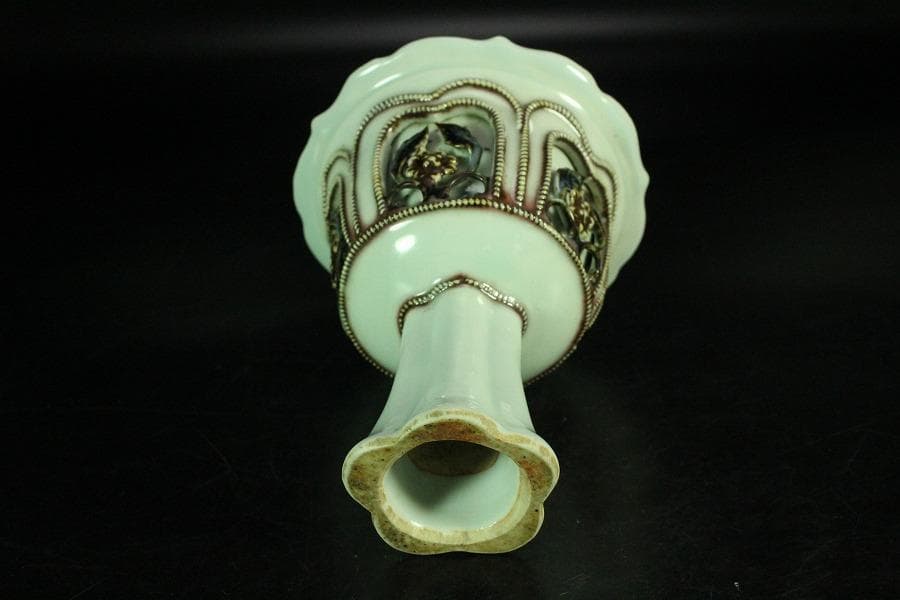 中国美術 貼枝花 高碗(K-A728)