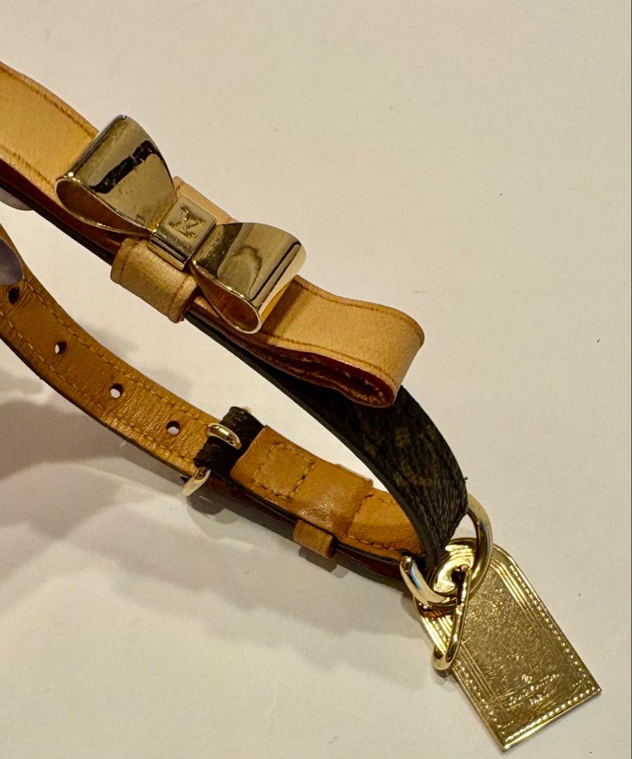 ヴィトン☆首輪　リボン　ドッグチョーカー　モノグラム コリエ・バクスター　XS