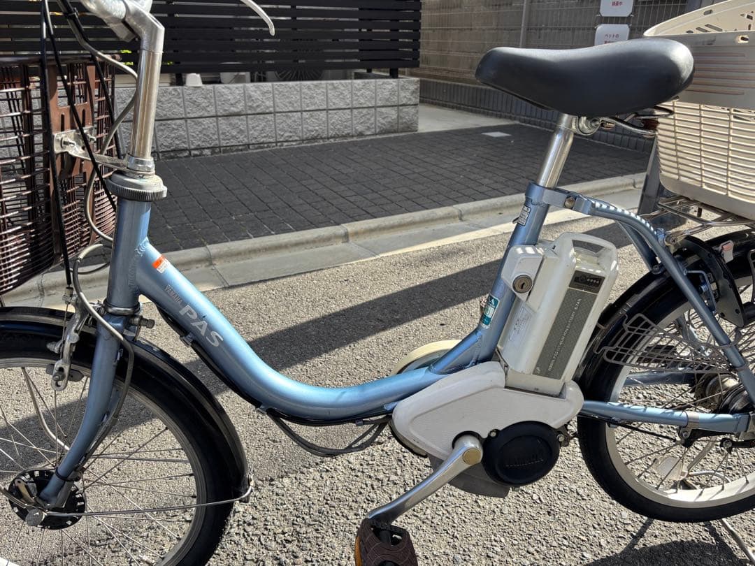 YAMAHA PAS 電動アシスト自転車 青 前後バスケット付き　小軽車
