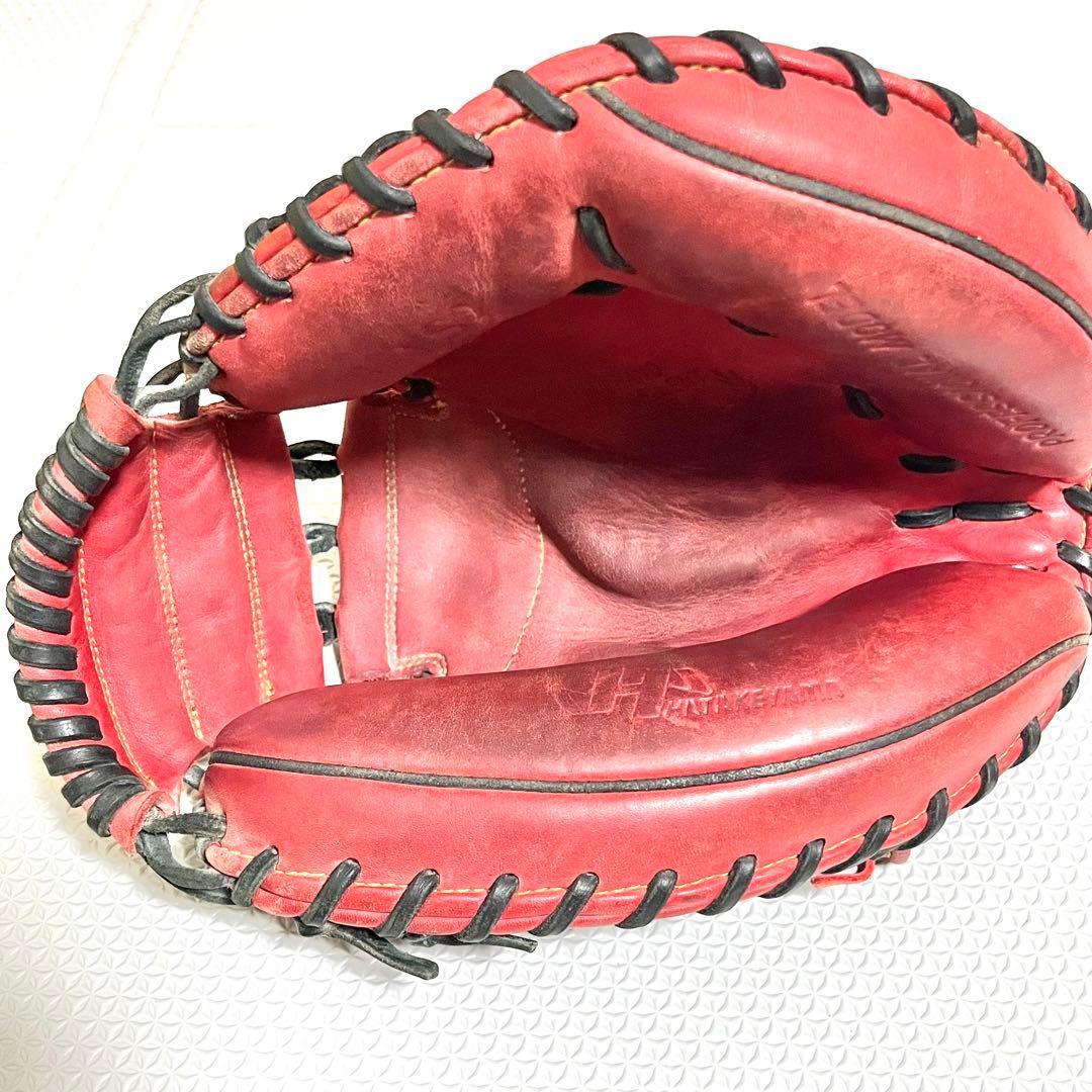 キャッチャーミット　軟式　ハタケヤマ　赤　黒　グローブ　グラブ　相川モデル