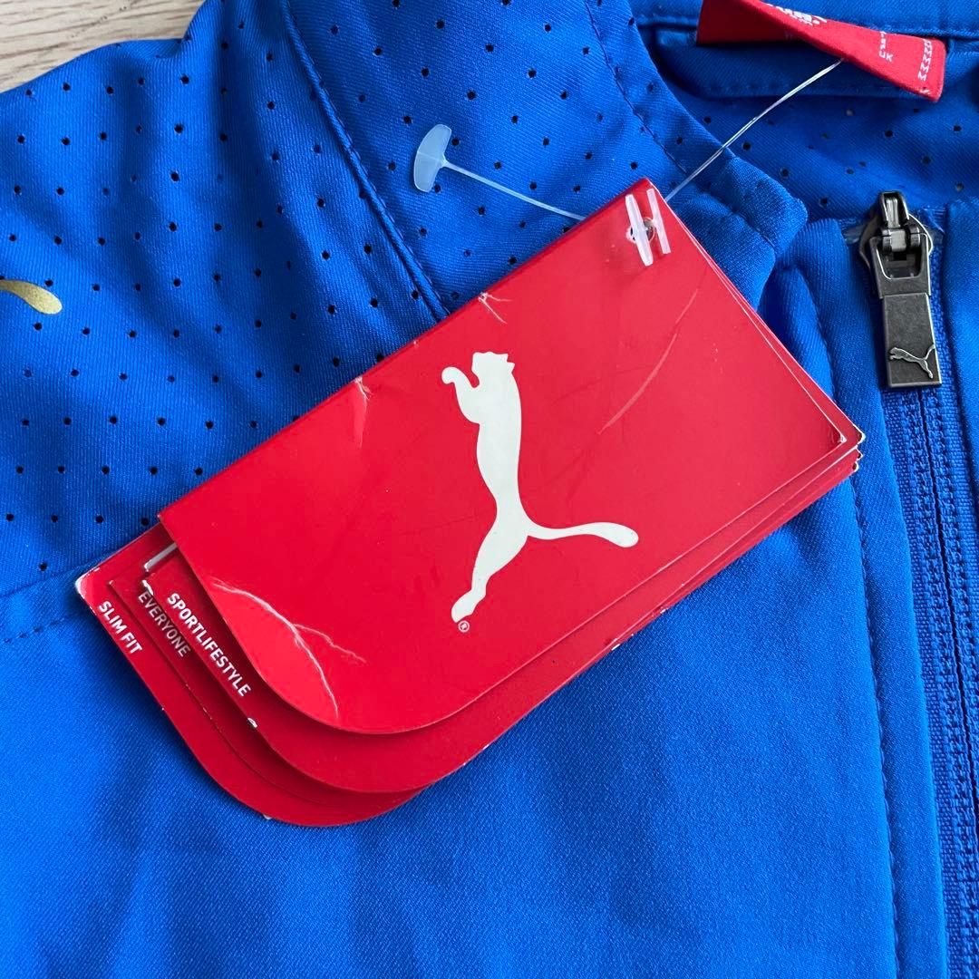 新品 PUMA 公式 イタリア代表 フルジップベスト 青 M メッシュ サッカー
