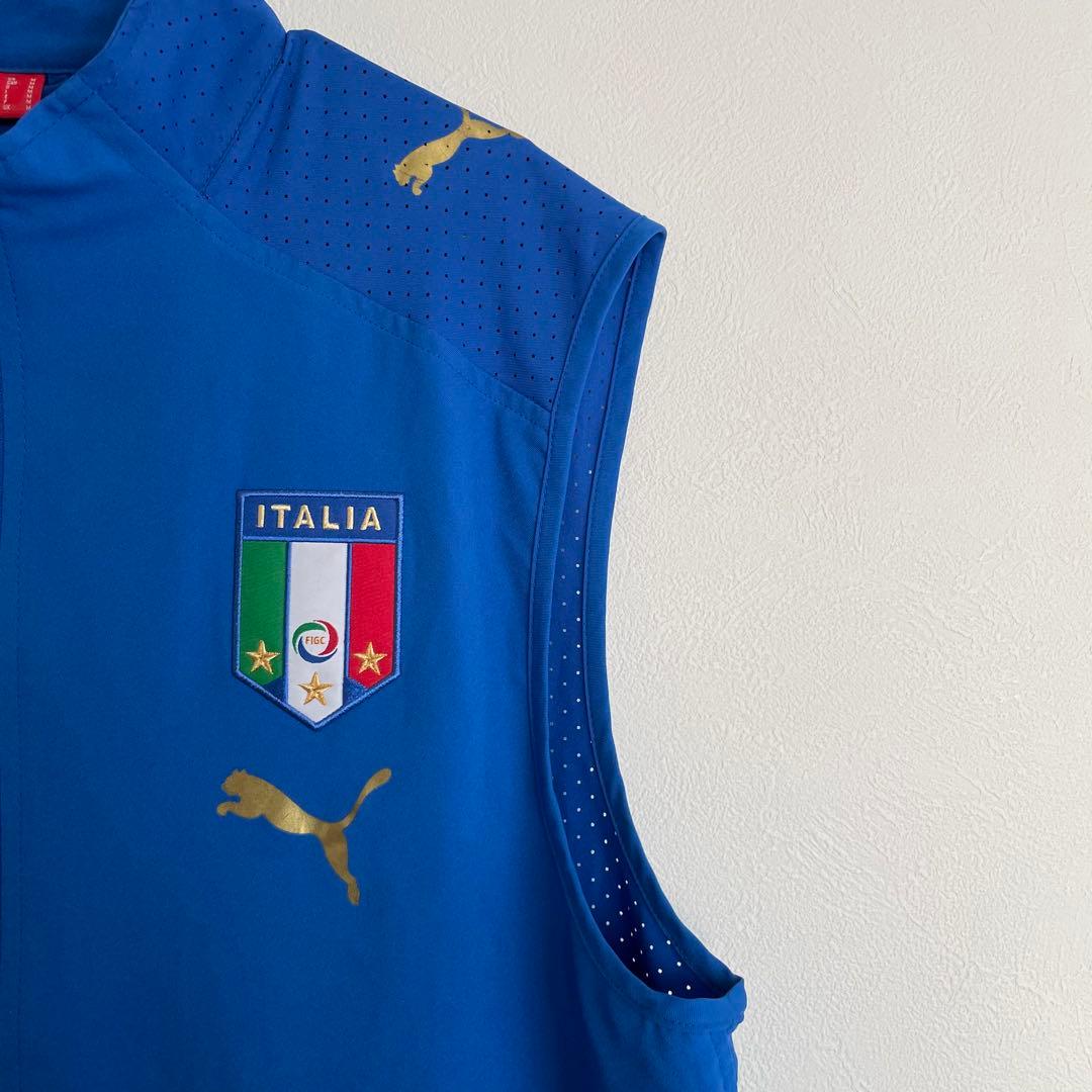 新品 PUMA 公式 イタリア代表 フルジップベスト 青 M メッシュ サッカー