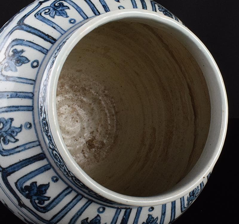 中国　青花　雲鶴文　壷　C　3743C