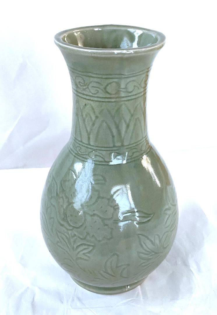 陶器 花器 青磁 美品 Ac-301