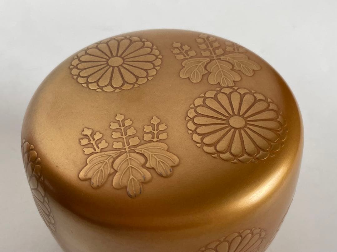 漆工　蒔絵師　中村湖舟 金地菊桐蒔絵平棗　加賀蒔絵　茶道具　共箱