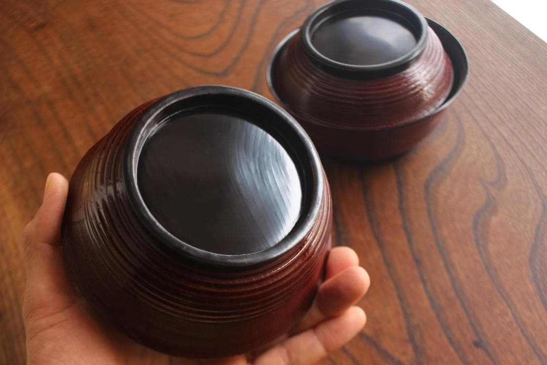 デッドストック！風情ある糸目地に優美な雀稲穂蒔絵の映えるお椀2点（検蒔絵椀雑煮椀