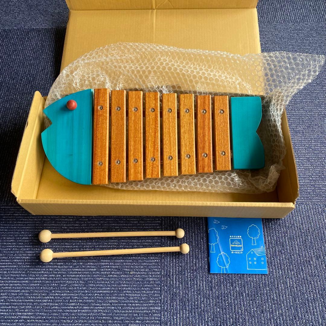 知育教育に! ボーネルンドおさかなシロフォン木琴希少な青
