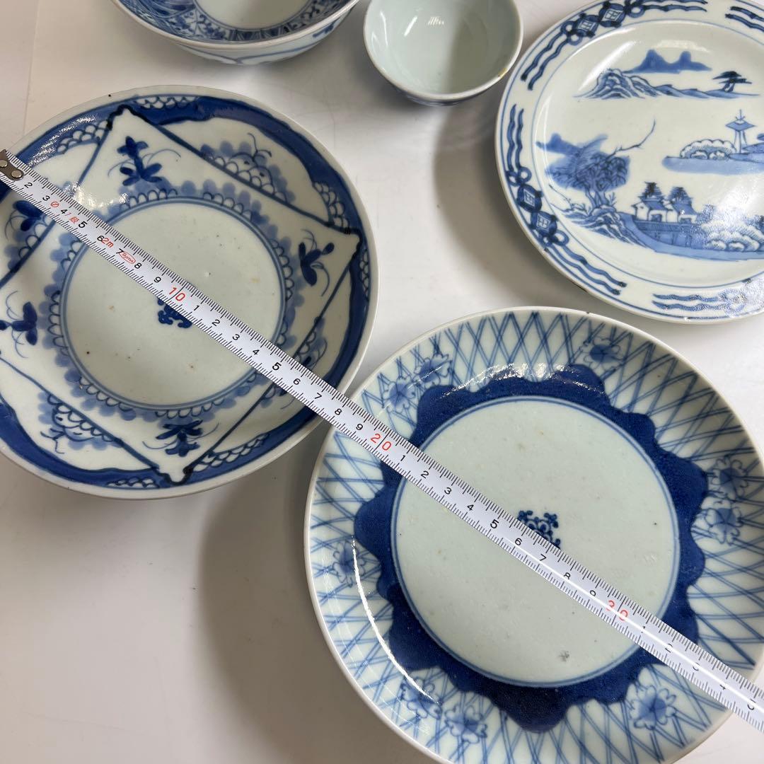 古伊万里　染付上手中皿5枚　東Y8-0106①タカチ