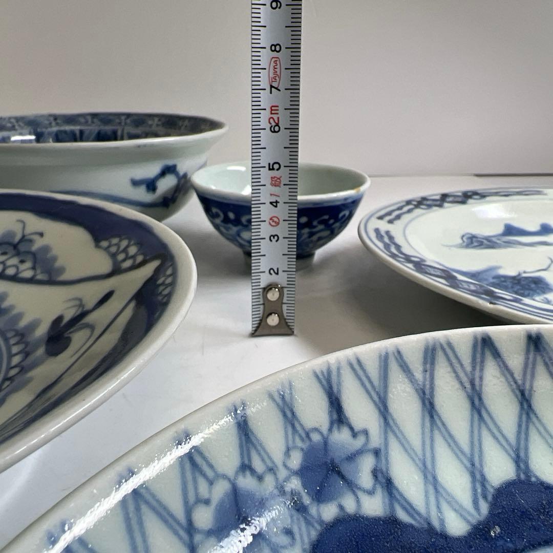 古伊万里　染付上手中皿5枚　東Y8-0106①タカチ