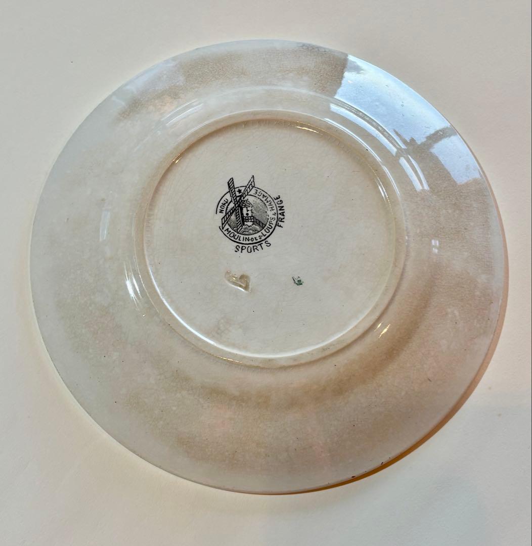 フランスアンティーク ムーランデルー窯 ケーキ皿 SPORTSシリーズNo.12