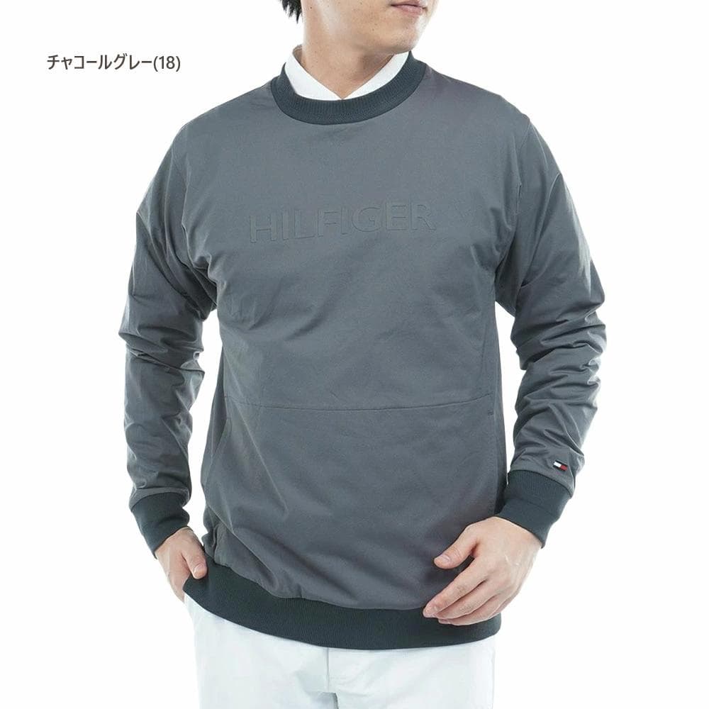 トミーヒルフィガー防風クルーネックスウェット【L寸】チャコールG thma554