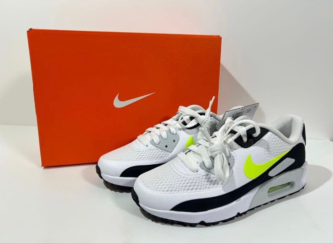 【新品】NIKE エアマックス90ゴルフ ホワイト/ホットライム