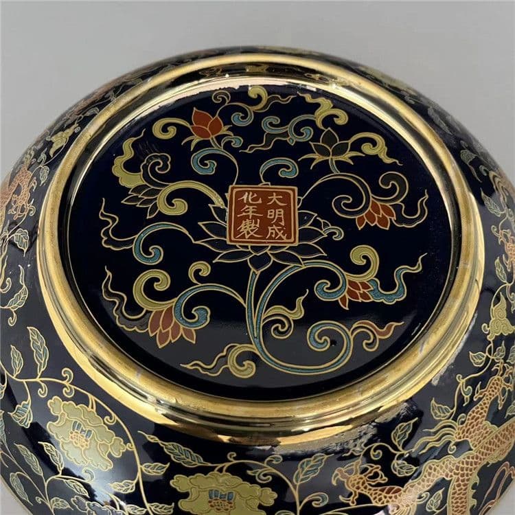 五彩金竜紋盤 中国美術 茶道具 香道具 装飾品 現代工芸品 美術品 置物