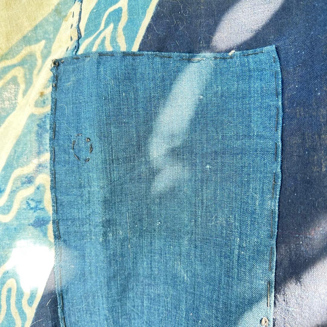 2168様感謝‼️明日につなぐ古布　桐花扇面TSUTSUGAKI筒がき藍染大風呂敷