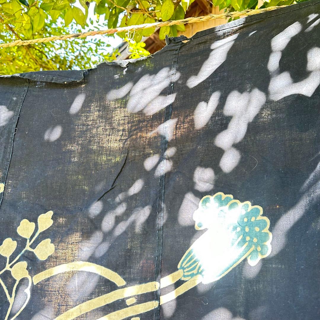 2168様感謝‼️明日につなぐ古布　桐花扇面TSUTSUGAKI筒がき藍染大風呂敷