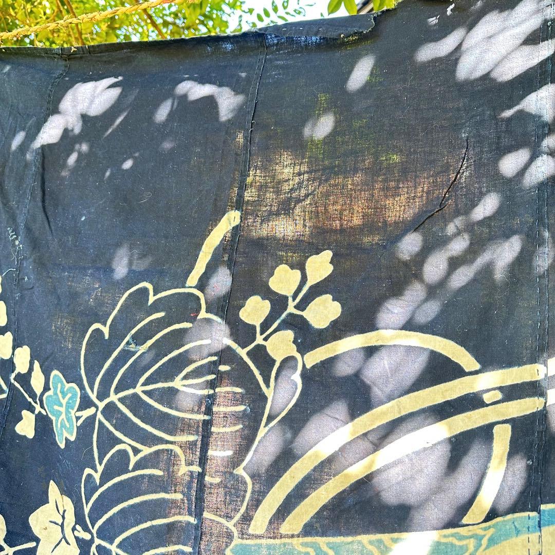 2168様感謝‼️明日につなぐ古布　桐花扇面TSUTSUGAKI筒がき藍染大風呂敷