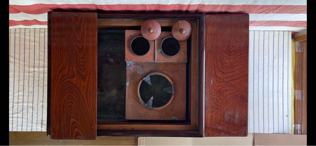 ☆長火鉢・熱燗2個他銅板.引き出し5個、エクセレント昭和レトロ骨董品アンティーク