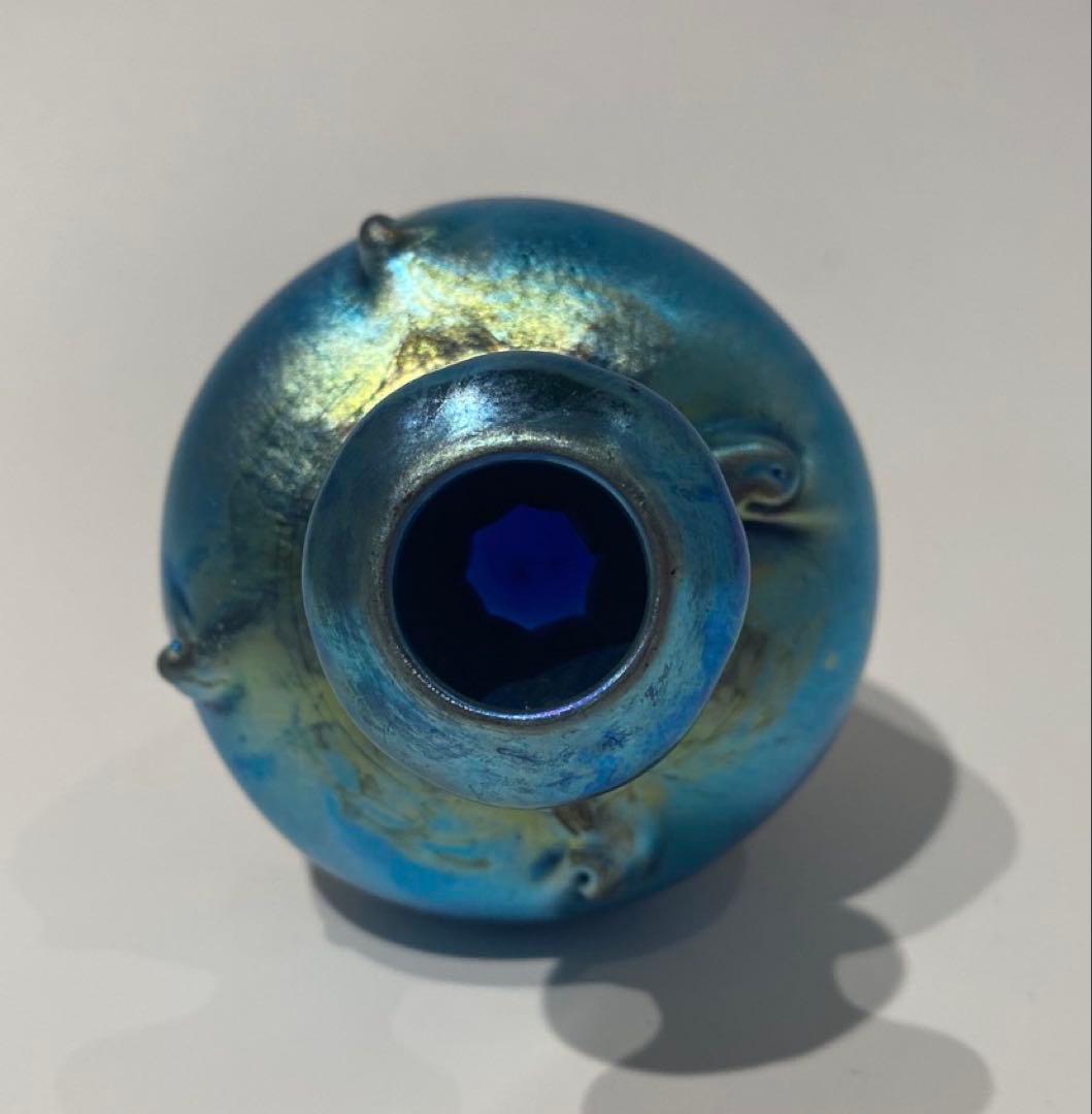 ルイス・カムフォート・ティファニー ブルーファブリル ガラス 花瓶