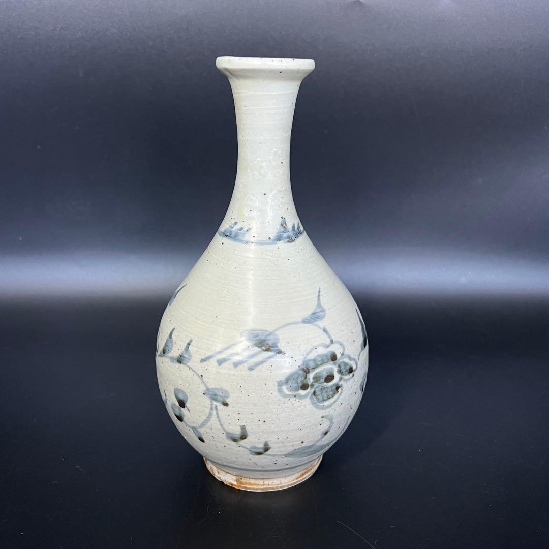 江戸後期〜幕末 伊万里 白磁染付 鶴首徳利（花入） 民藝 古美術骨董◎古道具庵々