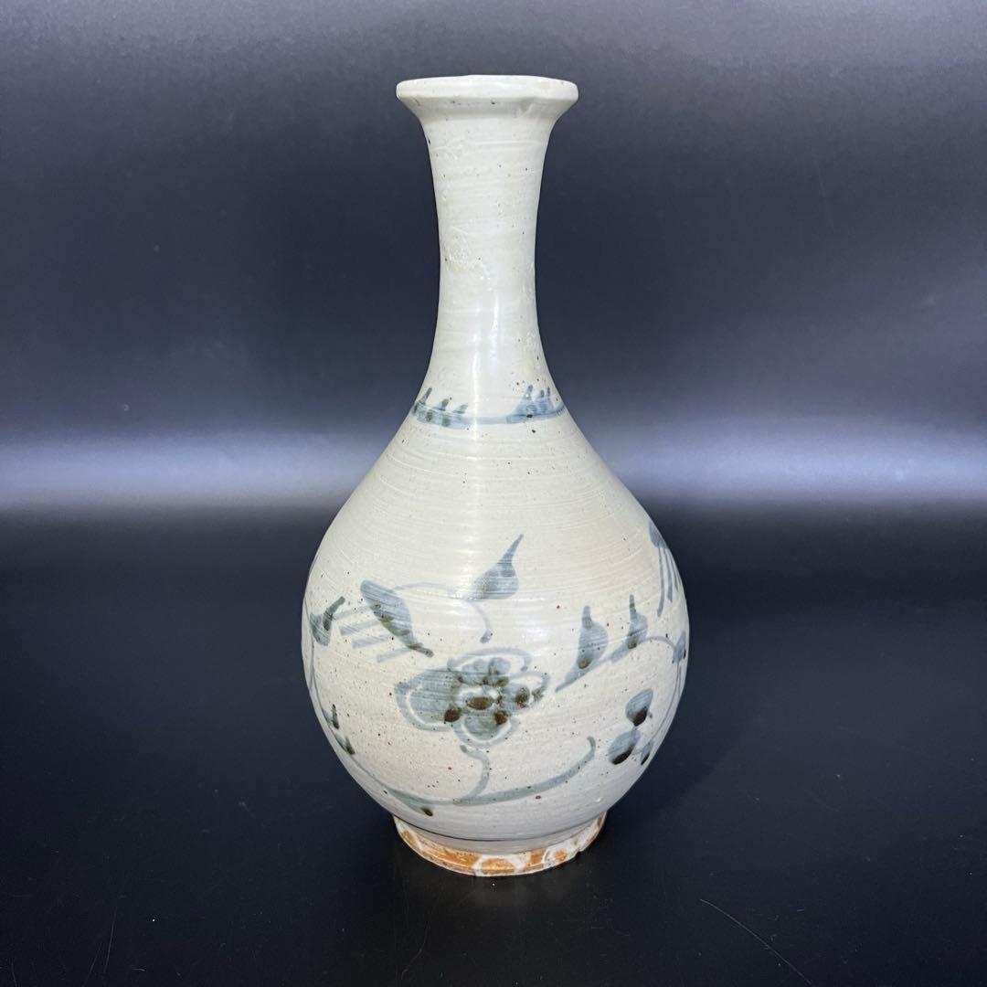 江戸後期〜幕末 伊万里 白磁染付 鶴首徳利（花入） 民藝 古美術骨董◎古道具庵々