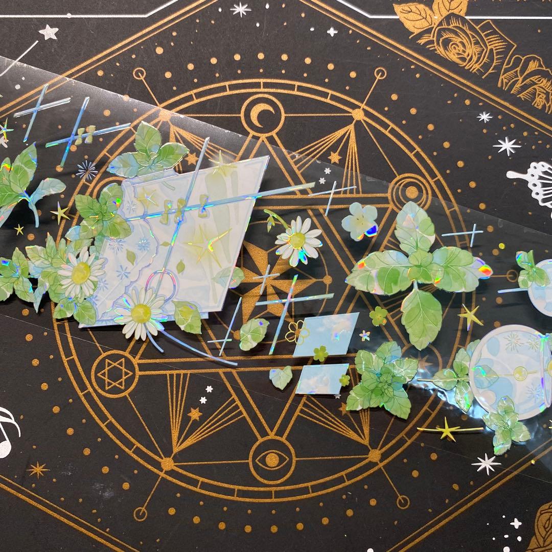 【9178】海外　マステ　中古巻　貝殻光マスキングテープ　風鈴　薄荷　装飾系