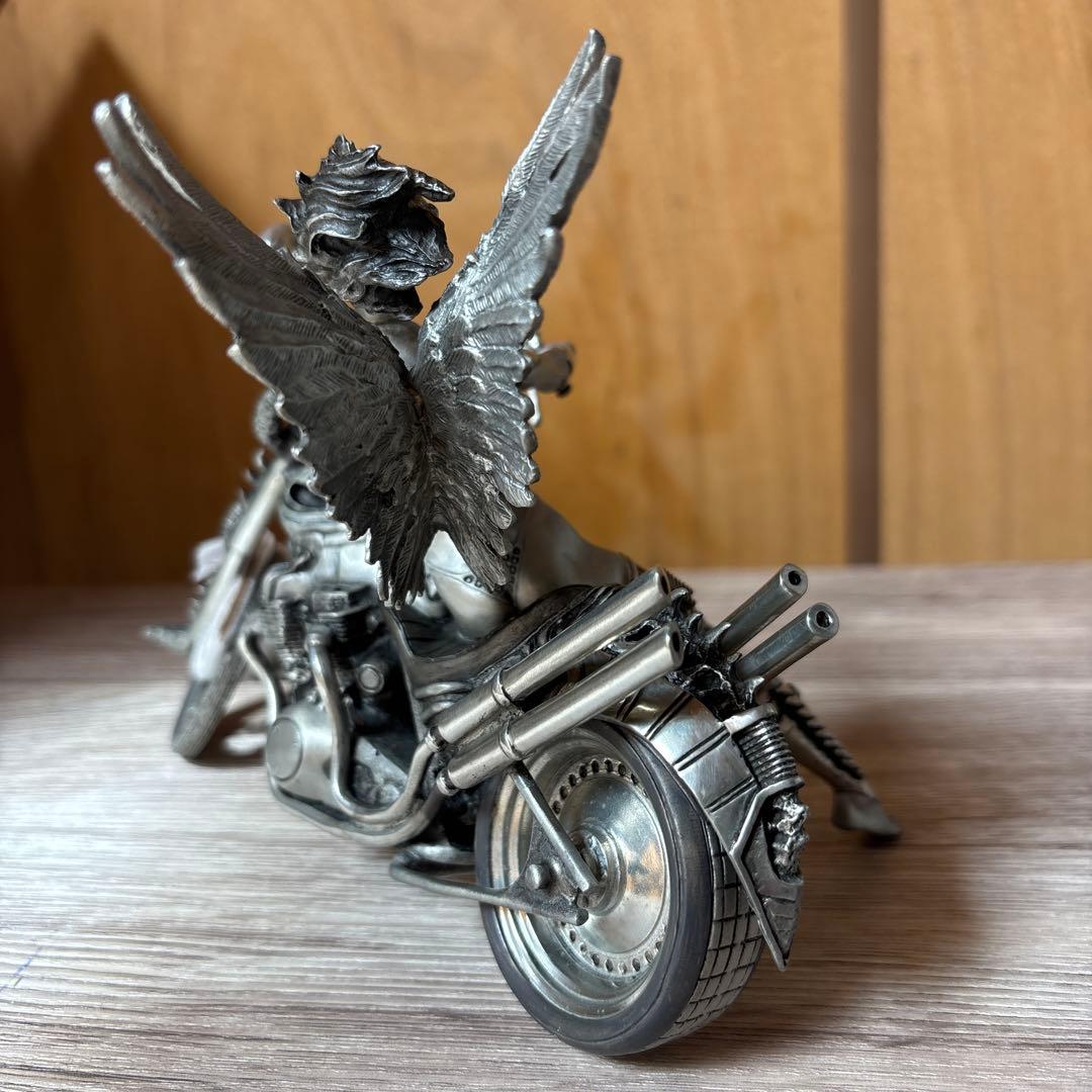 金属製　バイク　天使　フィギュア　模型　ピューター