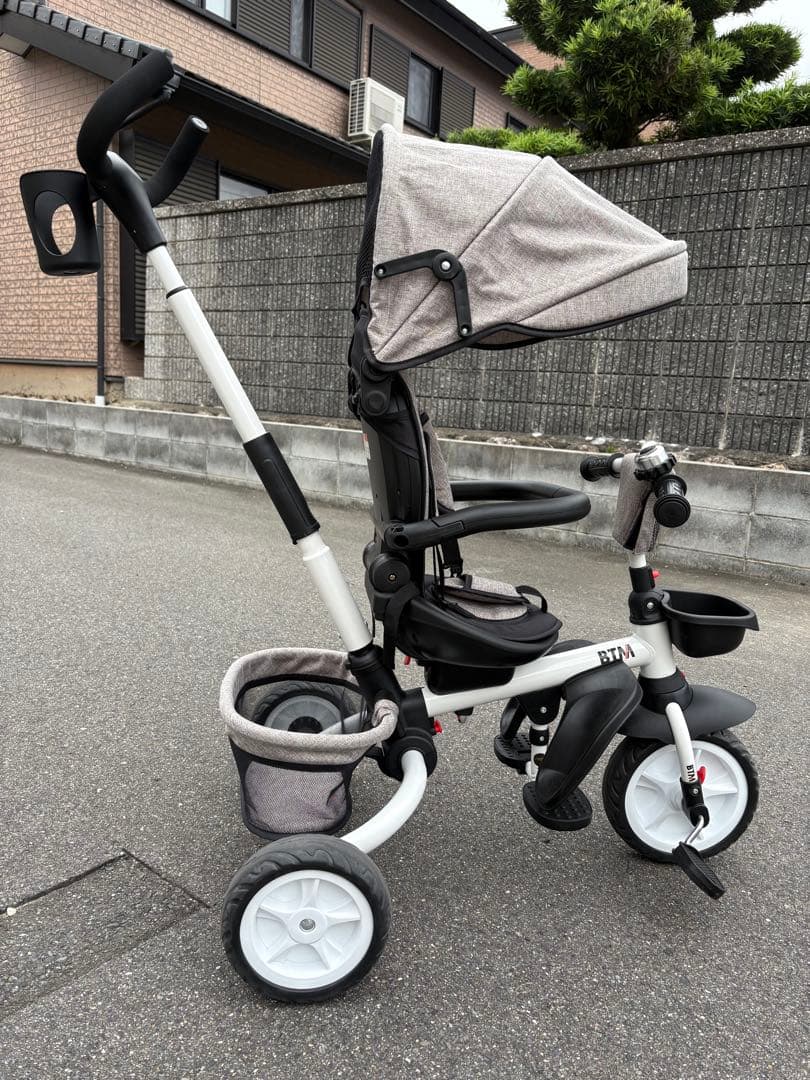 BTM 三輪車 折りたたみ ホワイト/グレー
