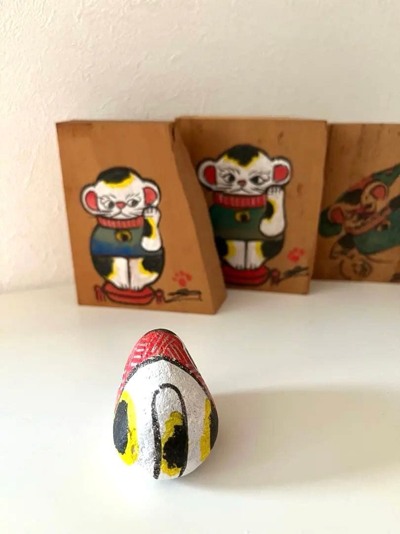 [超希少品]尾道「猫の細道」招き猫 木札、陶板、福石猫5点セット