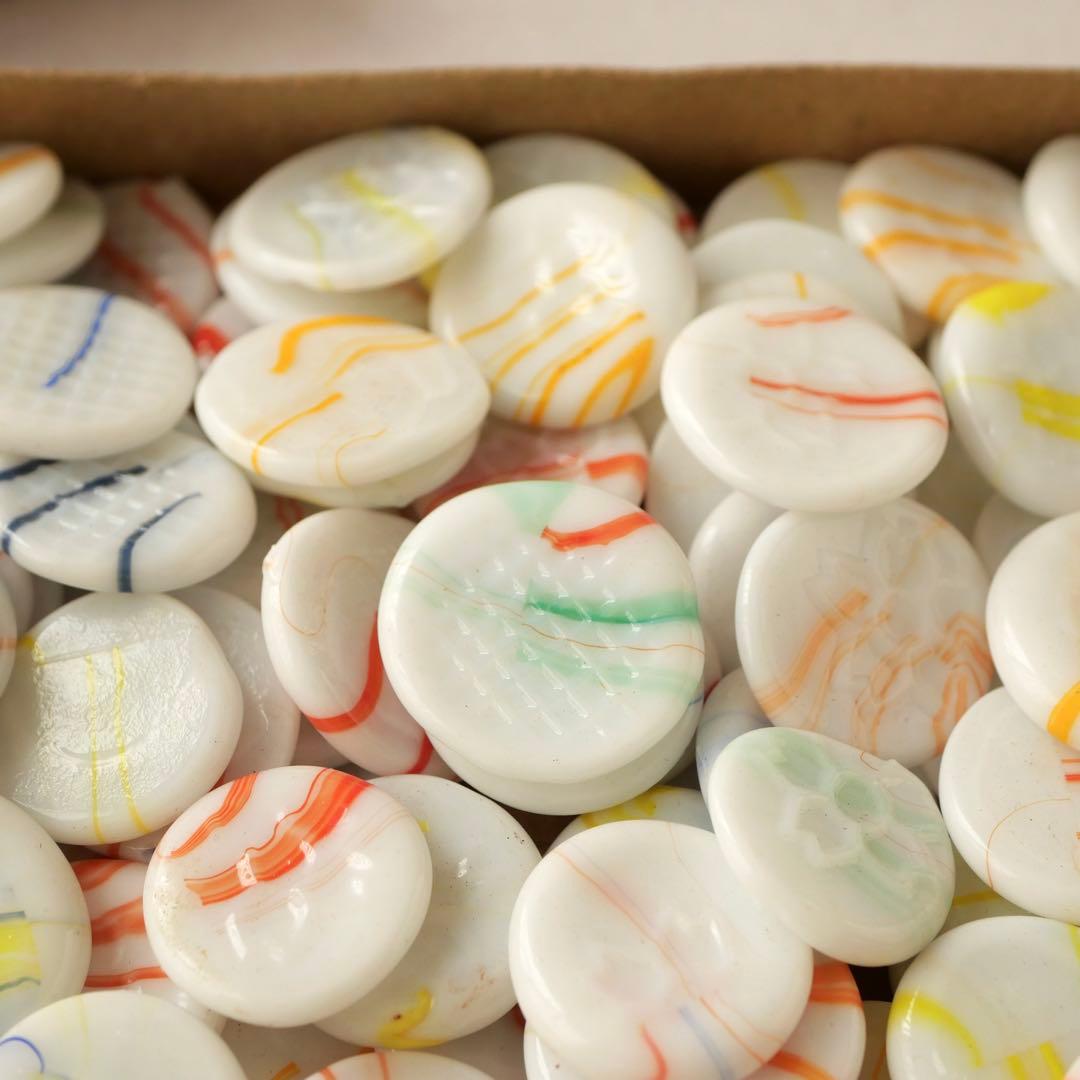 元箱入り乳白色マーブルおはじき 140枚以上 豆けり 昭和 レトロ