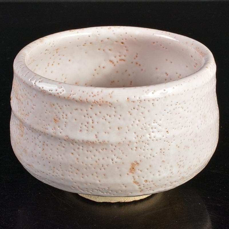 人間国宝　荒川豊蔵作　志野焼　絵志野　茶碗　仕覆付　共箱二重箱　D　R6864