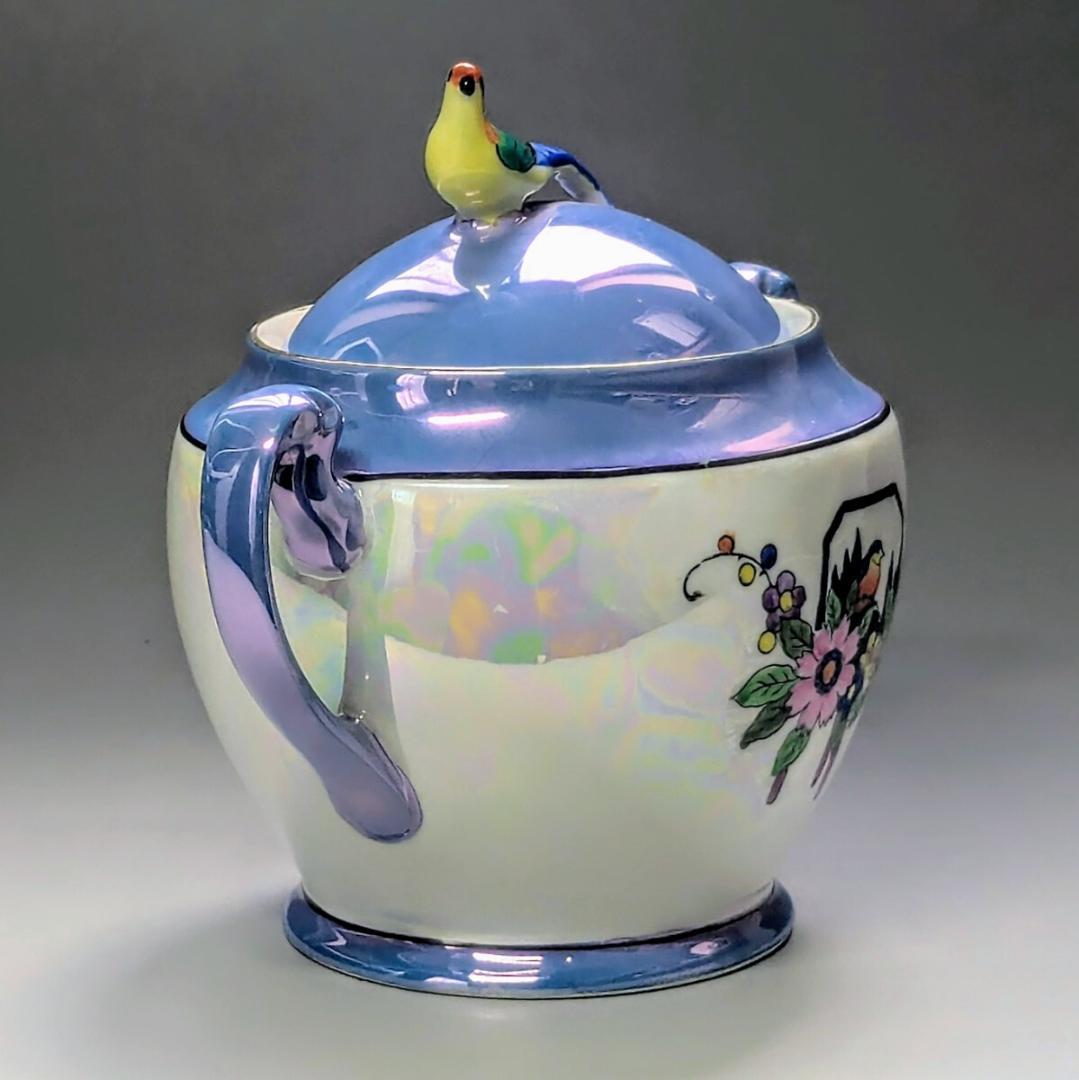 オールドノリタケ アールデコ期大銘品 シリルシー 鳥フィギュリン摘シュガーポット