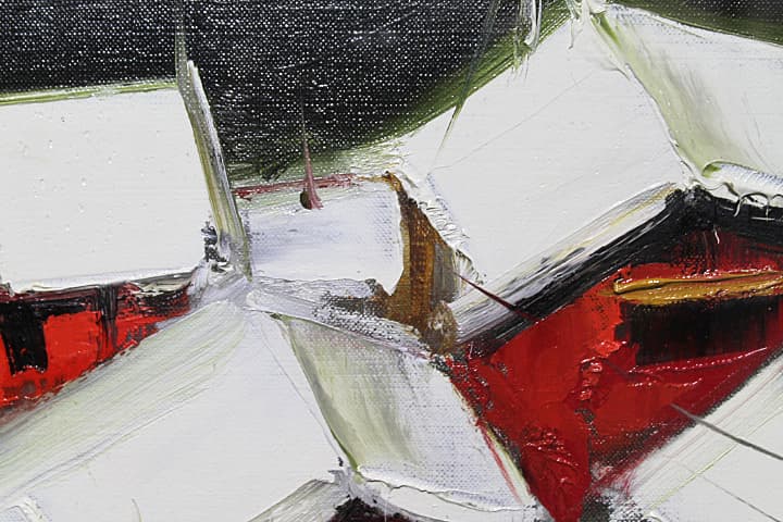 葛西四雄【雪の屋根】 油彩 4号