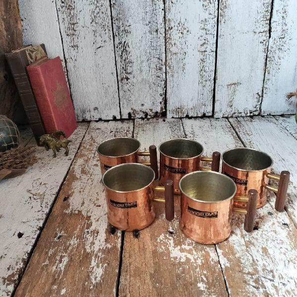 70-80s ヴィンテージ 未使用 コッパー マグカップ 5客 銅製 槌目