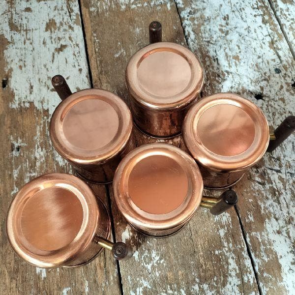 70-80s ヴィンテージ 未使用 コッパー マグカップ 5客 銅製 槌目