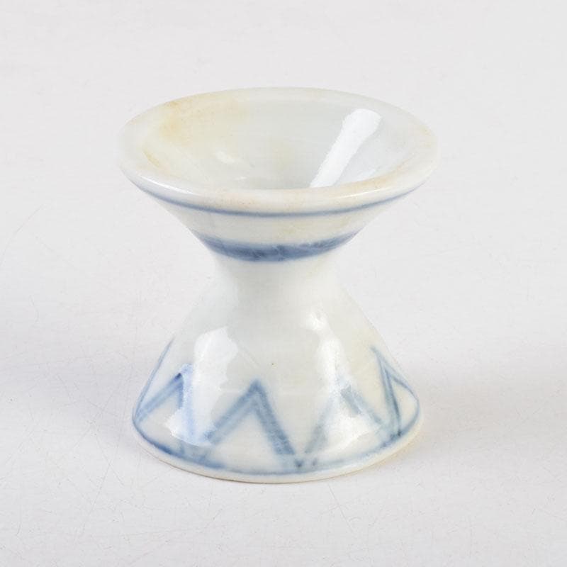 茶道具　京焼　河合瑞豊作　染付　千切蓋置　共布共箱　V　8804