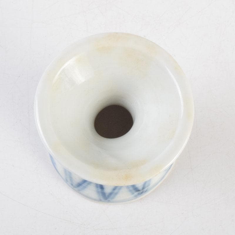 茶道具　京焼　河合瑞豊作　染付　千切蓋置　共布共箱　V　8804