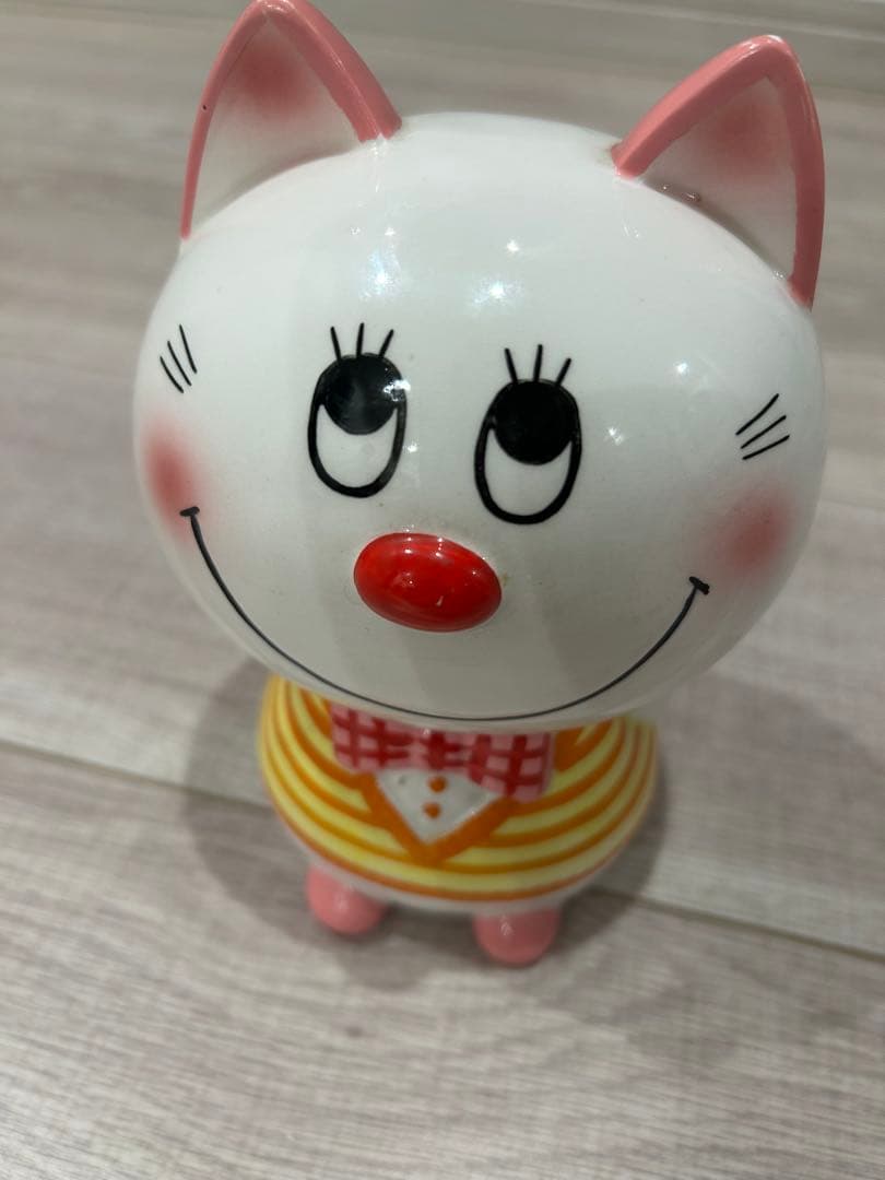昭和レトロ　内藤ルネ 陶器製 ネコ 貯金箱 RUNE
