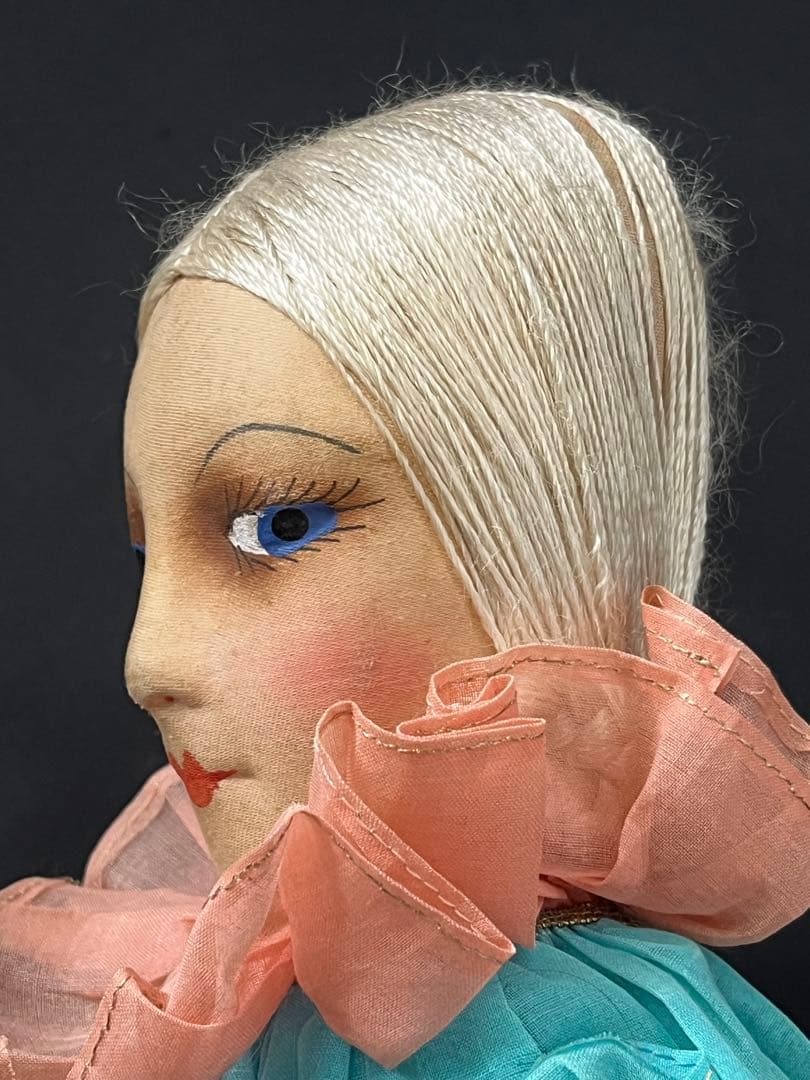 アンティークブドワールドールクロスボディ 1920s ピエロ 大型71cm