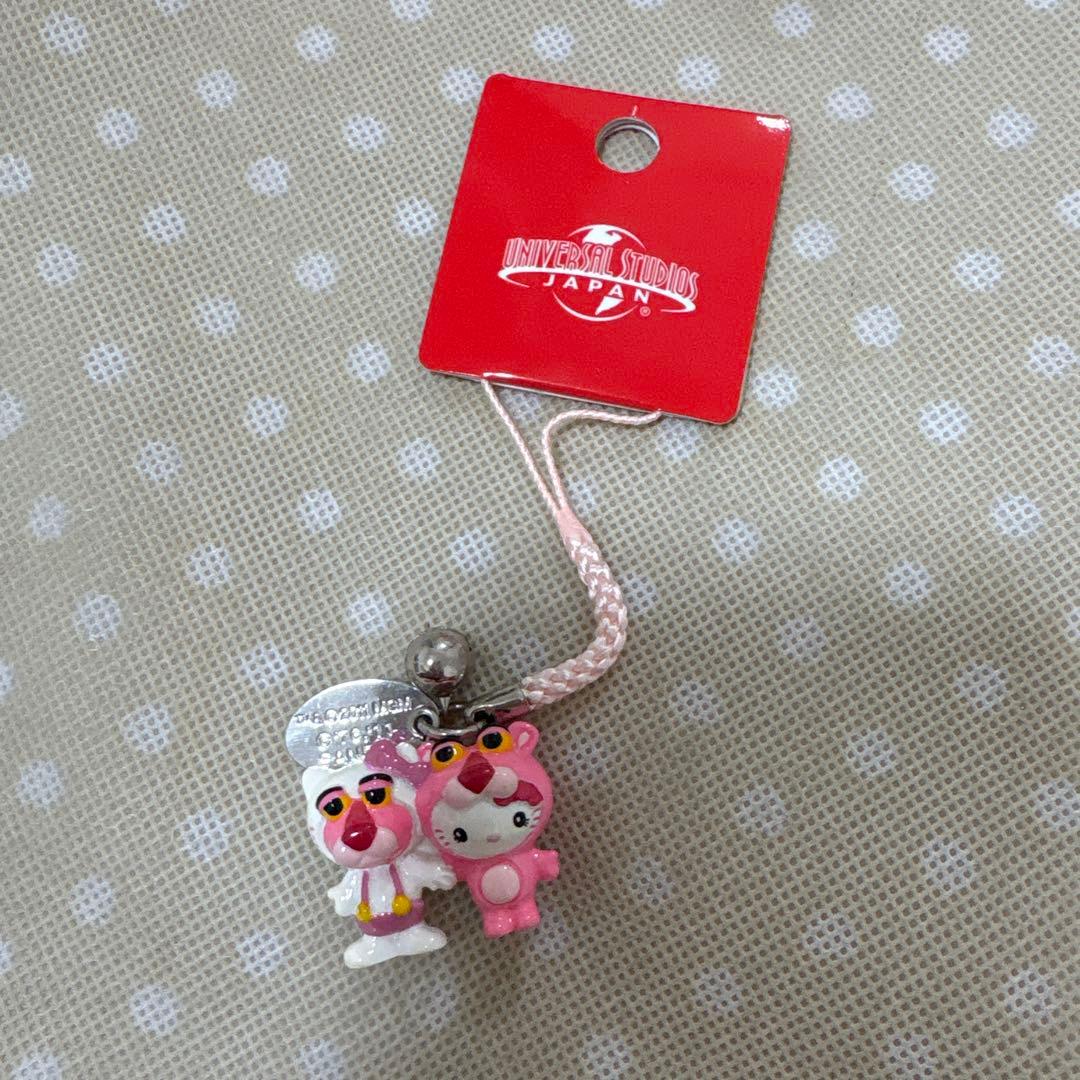 【希少】　ハローキティ　ピンクパンサー　USJ限定　ストラップ