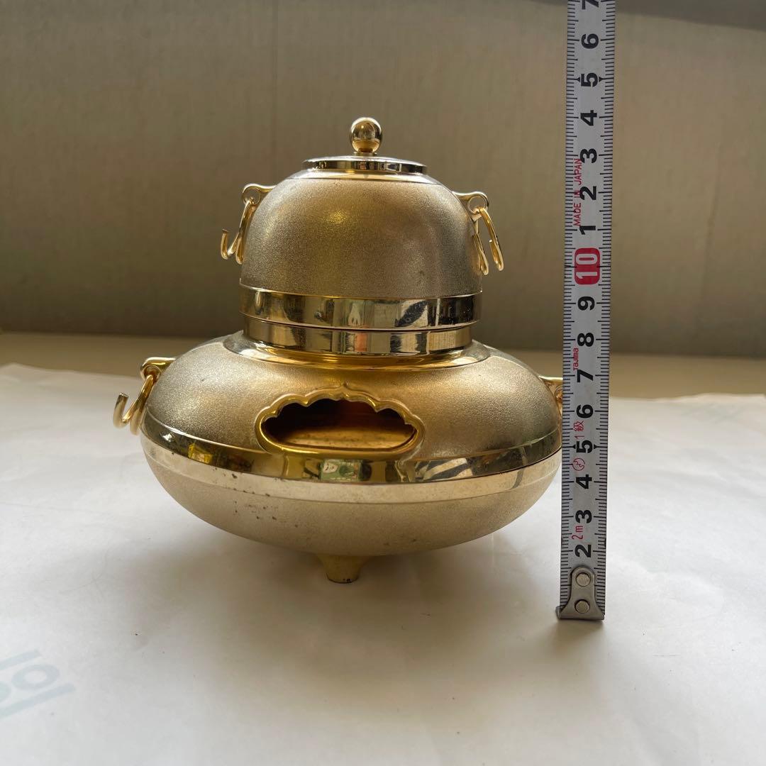 黃金茶釜 24KGP 香炉 銅鋳造インテリア　コレクション