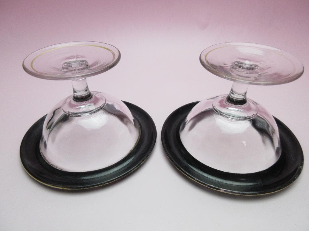 ビンテージ プレート付き 花模様 デザートグラス 70905