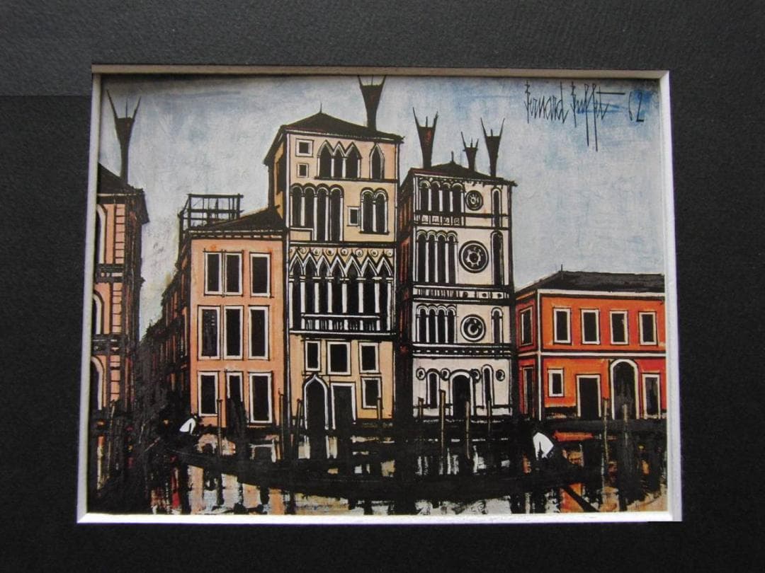 ベルナール・ビュッフェ,希少な額装用画集より、新品額装、マット額装付、状態良好