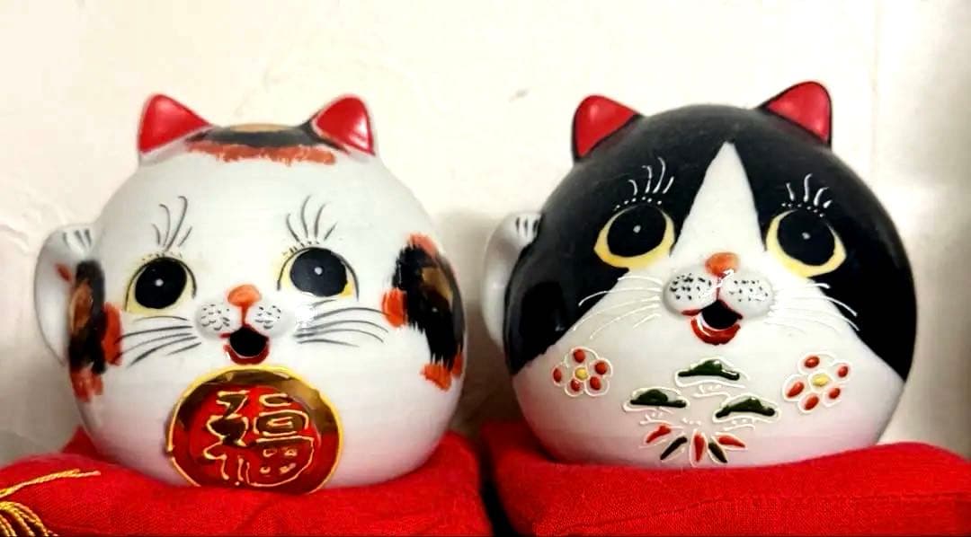 九谷焼　招き猫　猫の置き物　レア
