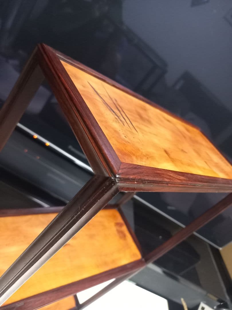 希少　明治期　指物細工　黒檀　良杢　隠し箱　からくり　飾り棚