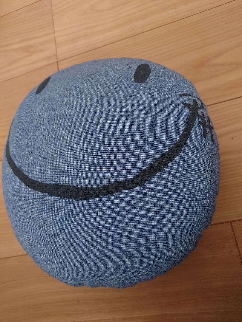 ロンハーマン　クッション　スマイル　ニコちゃん　デニム風