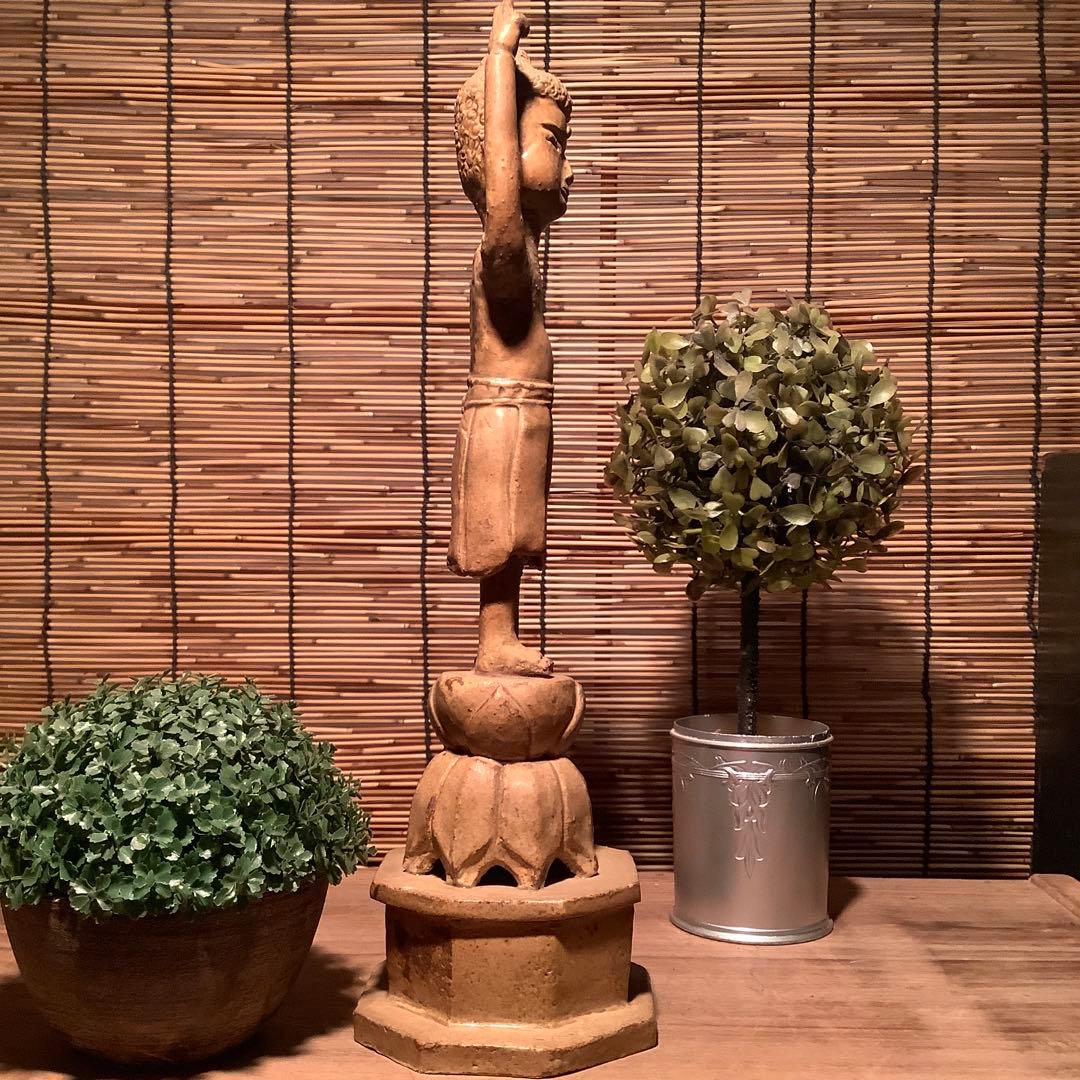 古玩・明治期「釈迦誕生仏」天上天下唯我独尊・諸行無常・一切皆苦・寺院仏閣・素焼