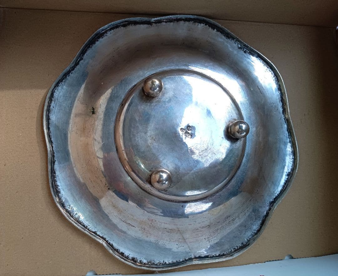 純銀925 ペルシャ アラベスク模様 皿 刻印 アンティーク シルバー レア