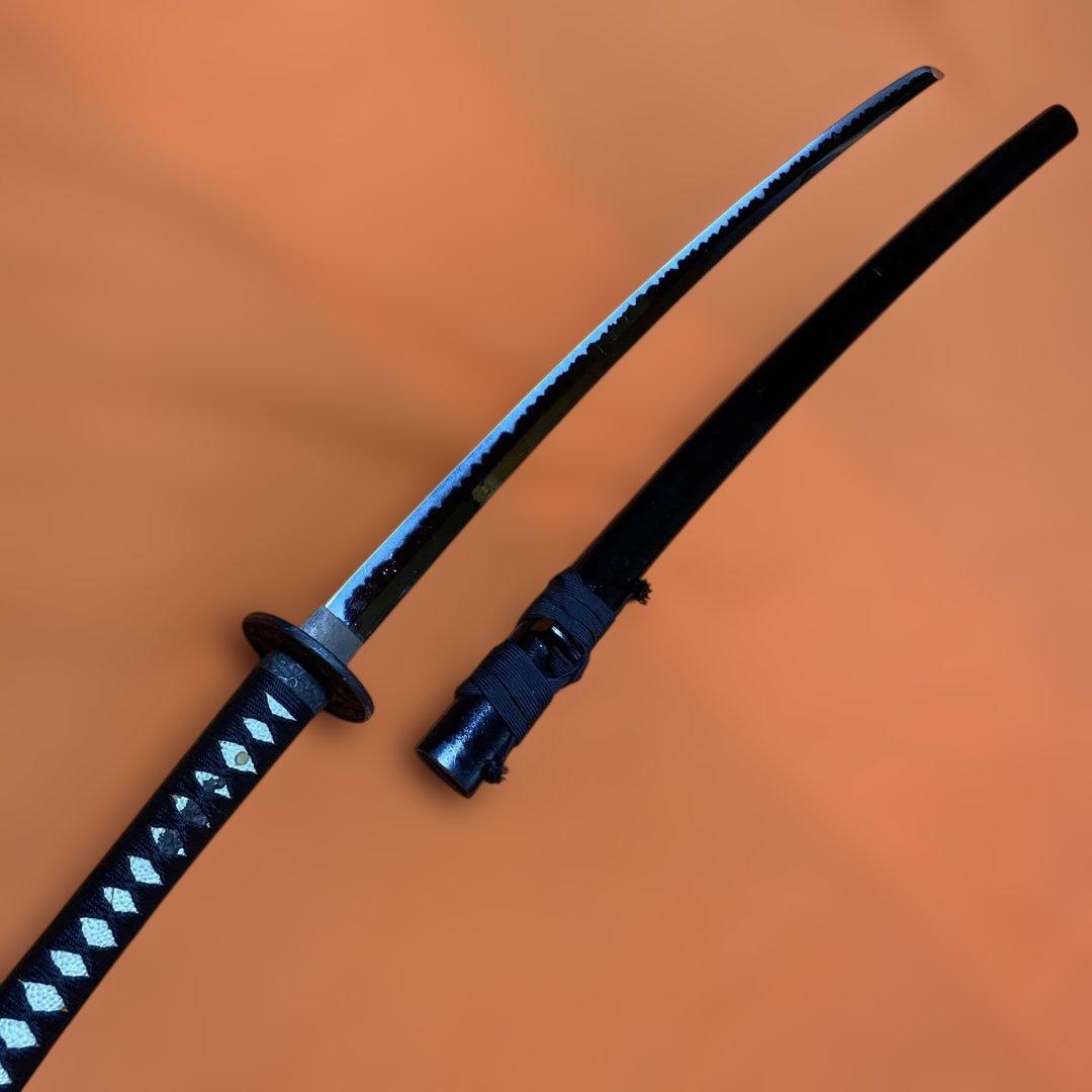 割安模造刀 黒柄 雲龍楕円鍔 黒呂鞘