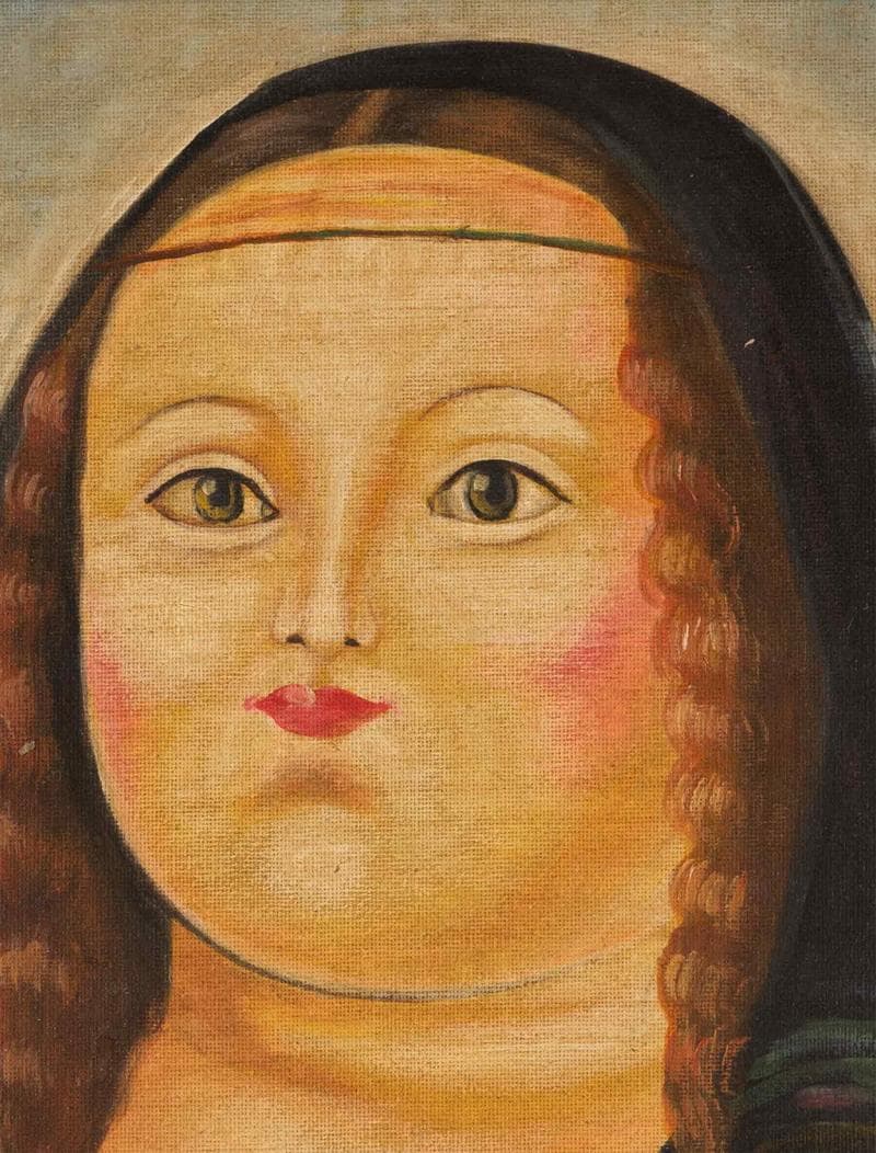 藤田嗣治　油彩　肉筆『モナリザ』表と裏サイン　田村孝之助鑑定　F6　額　b517